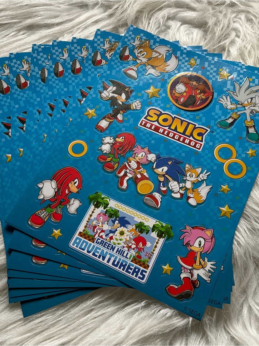 10 sheets of Sonic the Hedgehog Stickers - Green Hill Adventures